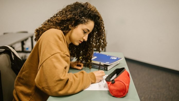 girl preparing for IELTS exam