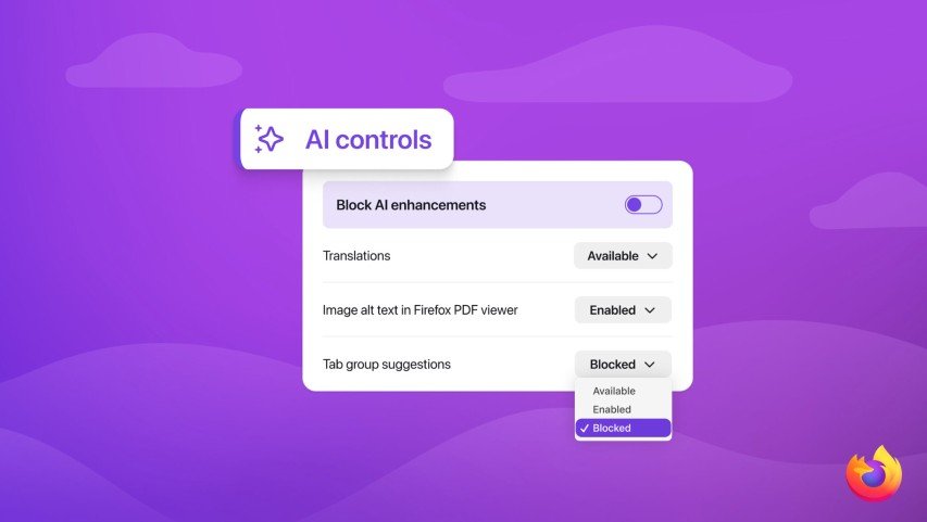For each AI feature card, click the dropdown menu and select your preference